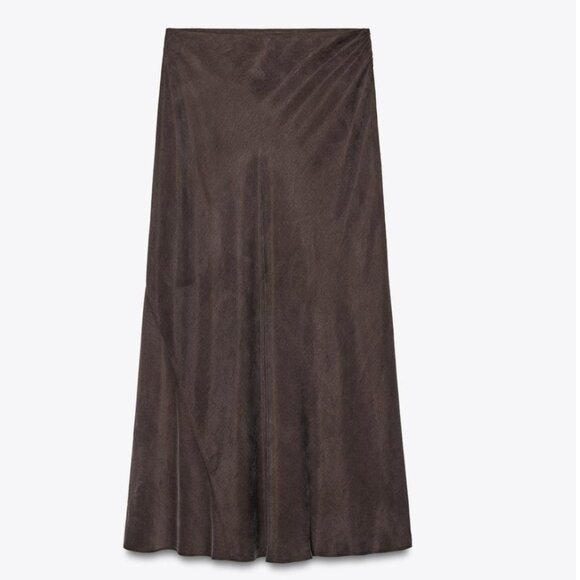 ZARA Midi Skirt Lyocell Brown Women's Size Medium Maxi Long Modest - Picture 1 of 7